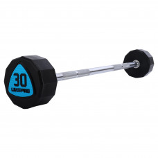 Штанга нерозбірна з фіксованою вагою пряма поліуретанова дванадцятигранна LiveUp LP8012-30 довжина-89,2см 30кг чорний-синій