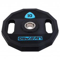 Блини диски поліуретанові 2 Handle металева втулка LiveUp LP8023-10 ø51мм 10кг чорний