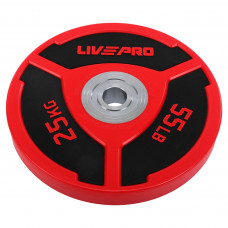 Бамперные диски полиуретановые Bumper Plates внутренний ø50.5мм LiveUp LP8027-25 25кг (сталь, PU, красный-черный)
