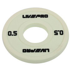Блины диски полиуретановые с металлической втулкой внутренний ø50мм LiveUp LP8028-0_5 0,5кг (белый)