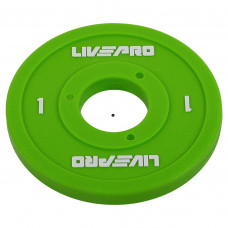 Блины диски полиуретановые с металлической втулкой внутренний ø50мм LiveUp LP8028-1 1кг (зеленый)