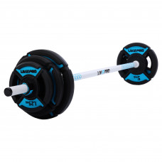 Штанга розбірна для фітнесу та аеробіки фітнес памп LiveUp LP8037 довжина-1,42м 30мм 20кг чорний-синій