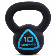 Гиря тренувальна цільна чавунна пофарбована LiveUp LP8041-10 вага 10кг чорний