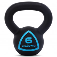 Гиря тренувальна цільна чавунна пофарбована LiveUp LP8041-6 вага 6кг чорний