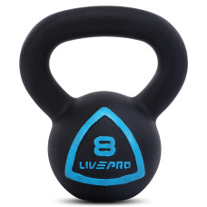 Гиря тренувальна цільна чавунна пофарбована LiveUp LP8041-8 вага 8кг чорний