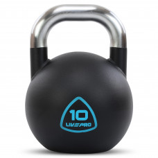 Гиря змагальна цільна сталева пофарбована з хромованою ручкою LiveUp LP8042-10 10кг чорний