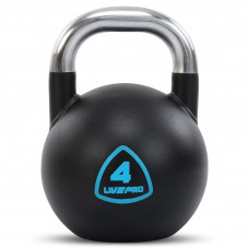 Гиря змагальна цільна сталева пофарбована з хромованою ручкою LiveUp LP8042-4 4кг чорний