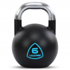 Гиря змагальна цільна сталева пофарбована з хромованою ручкою LiveUp LP8042-6 6кг чорний
