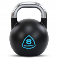 Гиря змагальна цільна сталева пофарбована з хромованою ручкою LiveUp LP8042-8 8кг чорний