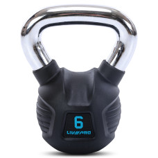 Гиря тренувальна цільна гумова з хромованою ручкою LiveUp LP8043-6 вага 6кг чорний