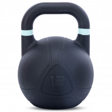 Гиря змагальна цільна чавунна пофарбована LiveUp LP8044-12 вага 12кг чорний