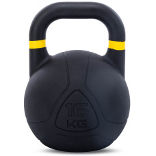 Гиря змагальна цільна чавунна пофарбована LiveUp LP8044-16 вага 16кг чорний