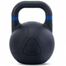 Гиря змагальна цільна чавунна пофарбована LiveUp LP8044-20 вага 20кг чорний