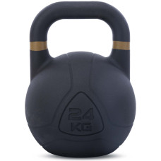 Гиря змагальна цільна чавунна пофарбована LiveUp LP8044-24 вага 24кг чорний