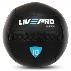 Мяч набивной медицинский для кроссфита WALL BALL  LiveUp LP8103-10 10кг (PVC, наполнитель-металлические шарики, d-35см, черный)