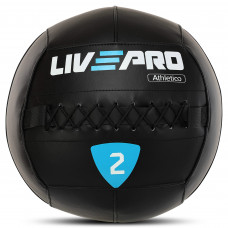 Мяч набивной медицинский для кроссфита WALL BALL LiveUp LP8103-2 2кг (PVC, наполнитель-металлические шарики, d-35см, черный)