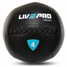Мяч набивной медицинский для кроссфита WALL BALL LiveUp LP8103-4 4кг (PVC, наполнитель-металлические шарики, d-35см, черный)