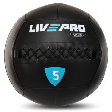 Мяч набивной медицинский для кроссфита WALL BALL LiveUp LP8103-5 5кг (PVC, наполнитель-металлические шарики, d-35см, черный)