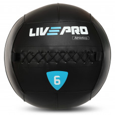 Мяч набивной медицинский для кроссфита WALL BALL LiveUp LP8103-6 6кг (PVC, наполнитель-металлические шарики, d-35см, черный)