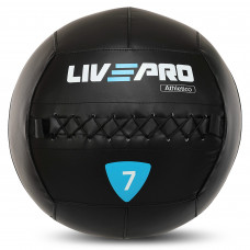 Мяч набивной медицинский для кроссфита WALL BALL LiveUp LP8103-7 7кг (PVC, наполнитель-металлические шарики, d-35см, черный)