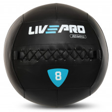 Мяч набивной медицинский для кроссфита WALL BALL LiveUp LP8103-8 8кг (PVC, наполнитель-металлические шарики, d-35см, черный)
