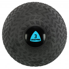 Слэмбол мяч набивной для кроссфита и фитнеса Slam Ball LiveUp LP8105-3 3кг (PVC, минеральный наполнитель, d-23см, черный)