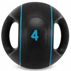 Медбол мяч медицинский двуручный с хватами LiveUp Medicine Ball LP8111-4 4кг (резина, d-25см, черный)