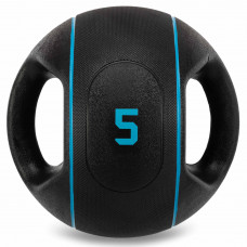 Медбол мяч медицинский двуручный с хватами LiveUp Medicine Ball LP8111-5 5кг (резина, d-25см, черный)