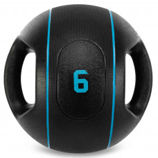 Медбол мяч медицинский двуручный с хватами LiveUp Medicine Ball LP8111-6 6кг (резина, d-27,5см, черный)