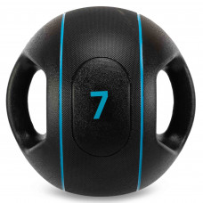 Медбол мяч медицинский двуручный с хватами LiveUp Medicine Ball LP8111-7 7кг (резина, d-27,5см, черный)