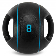 Медбол мяч медицинский двуручный с хватами LiveUp Medicine Ball LP8111-8 8кг (резина, d-30см, черный)