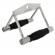 Рукоятка подвійна для тяги до живота вузьким паралельним хватом ручка для блочного тренажера LiveUp LP8192G хром