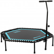 Фітнес батут для джампінгу шестикутний з ручкою LiveUp LP8251 ø135см чорний-синій