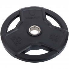 Блини диски гумові з потрійним хватом та металевою втулкою LiveUp LP8330-15 ø50мм 15кг чорний