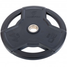 Блины диски обрезиненные с тройным хватом и металлической втулкой внутренний ø50мм LiveUp LP8330-20 20кг (черный)
