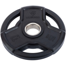 Блины диски обрезиненные с тройным хватом и металлической втулкой внутренний ø50мм LiveUp LP8330-5 5кг (черный)