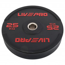 Бамперные диски резиновые Bumper Plates внутренний ø50.5мм LiveUp LP8331-25 25кг (d-45см,черный)
