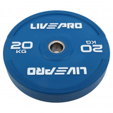 Бамперные диски резиновые Bumper Plates внутренний ø50.5мм LiveUp LP8332-20 20кг (сталь, резина, синий)