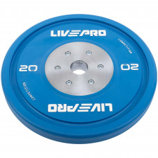 Бамперные диски резиновые Bumper Plates внутренний ø50.5мм LiveUp LP8335-20 20кг (сталь, резина, синий)