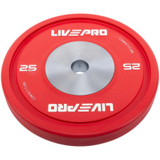 Бамперные диски резиновые Bumper Plates внутренний ø50.5мм LiveUp LP8335-25 25кг (сталь, резина, красный)