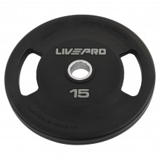Блины диски полиуретановые 2 Handle металлическая втулка внутренний ø51мм LiveUp LP8337-15 15кг (черный)