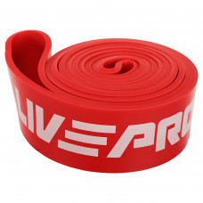Резина петля для подтягиваний и тренировок лента силовая LiveUp SUPER BAND LP8410-L (латекс, 2080x45x4,5мм, L, нагр.23-57кг, красный)
