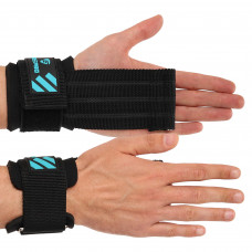 Напульсник спортивний фіксатор для зап'ястя й кисті з лямкою для тяги POWER STRAP LiveUp LP8704 2шт чорний