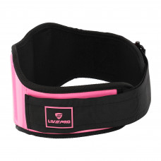 Пояс атлетический текстильный спинка 20см LiveUp LP8751 (PVC, EVA, размер S-L, розовый-черный)