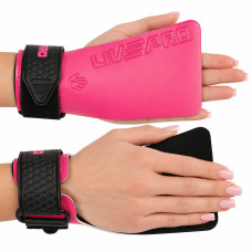 Накладки для подтягивания и тяги LIFTING GRIPS LiveUp LP8758 (резина, PL, размер S-L, вес уп. 130гр, розовый-черный)