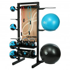 Стеллаж модульный для инвентаря кроссфит LiveUp LP8897 STORAGE RACK (металл, р-р 156,5x76,6x197,4см, черный) 3ящ