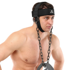 Упряжь тренажер для тренировки мышц шеи NECK HARNESS EZOUS N-06 (полиэстер, сталь, вес 750гр, черный)