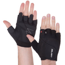 Перчатки спортивные ZELART SB-161564 (PVC, спандекс, открытые пальцы, р-р S-XXL, черный)