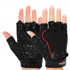 Перчатки для фитнеса и тренировок ZELART SB-161736 (PL, PVC,открытые пальцы, р-р XS-M, черный)