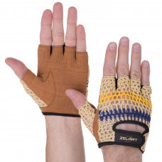 Перчатки для фитнеса и тренировок ZELART SB-161951 размер S-L (PL, хлопковая вязка, PVC,бежевый)